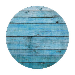 Tabla De Cortar Madera natural azul, fondo texturado.
