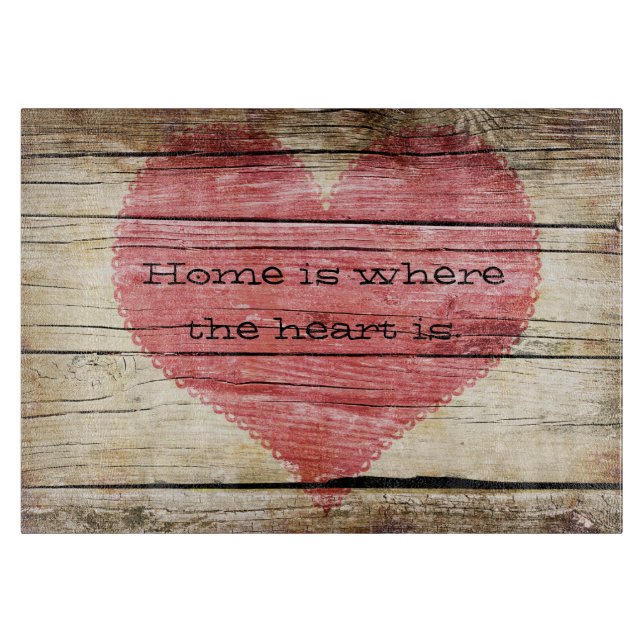 Tabla De Cortar Madera rústica con corazón (Anverso)