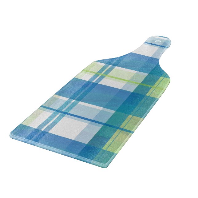 Tabla De Cortar Madras verdes y azules (Borde)