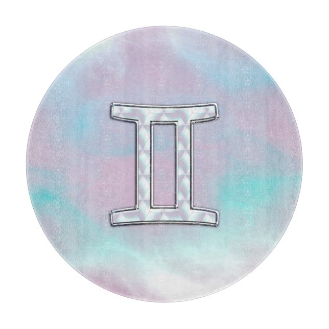 Tabla De Cortar Madre del símbolo zodiaco de Pearl Gemini (Anverso)