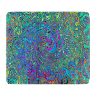 Tabla De Cortar Magenta, Azul y Verde Espuma de Mar Remolino Retro
