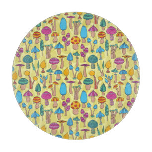 Tabla De Cortar Magnífico Mushrooms Doodle Seamless Pattern