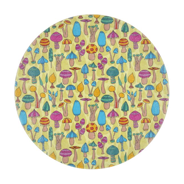 Tabla De Cortar Magnífico Mushrooms Doodle Seamless Pattern (Anverso)