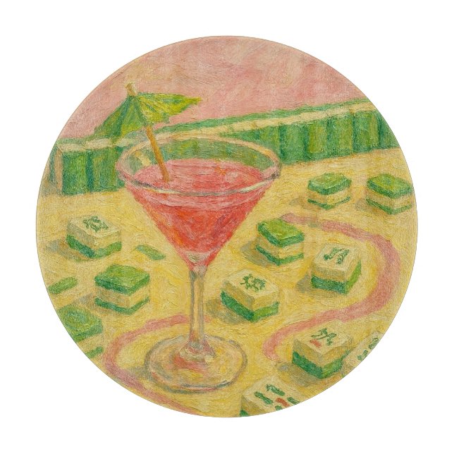 Tabla De Cortar Mahjong Chic Pintura Cóctel  (Anverso)