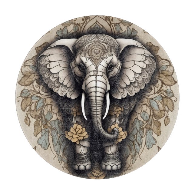 Tabla De Cortar Majestic Elephant Mandala (Anverso)