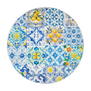 Tabla De Cortar Majólica, limón, azulejos sicilianos,