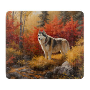 Tabla De Cortar Malamute de Alaska en hojas de otoño se inspira