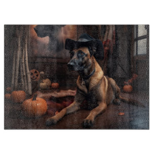 Tabla De Cortar Malinois Belgas Calabazas Halloween Espeluznante
