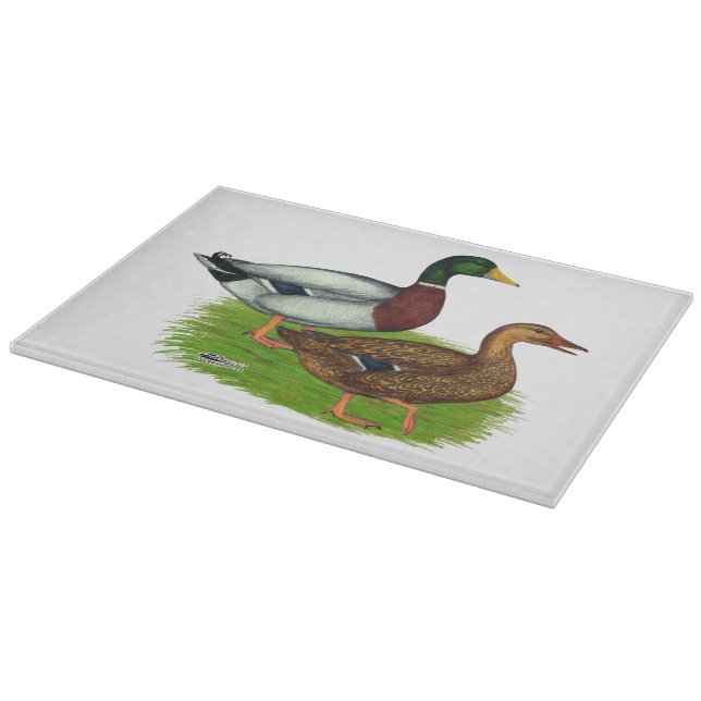 Tabla De Cortar Mallard Drake y Duck (Borde)