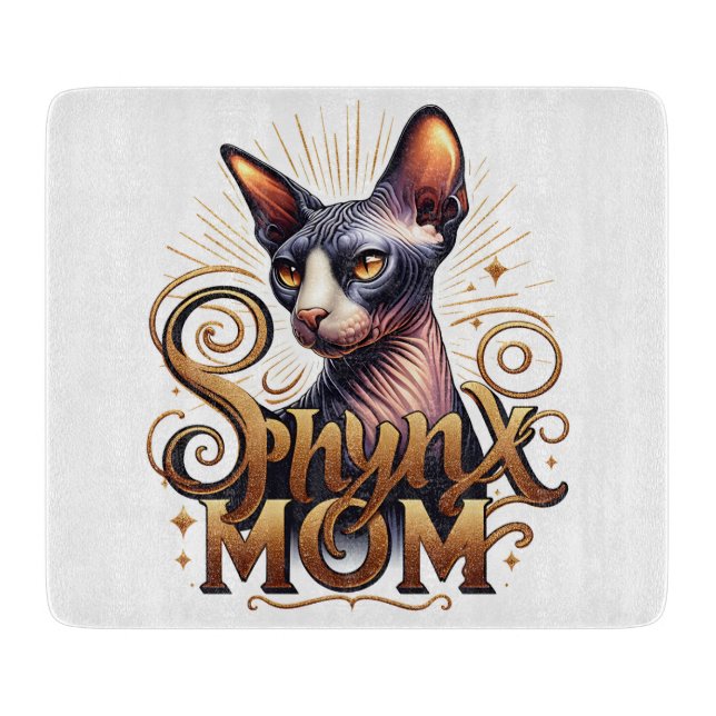 Tabla De Cortar Mamá Gato Sphynx (Anverso)
