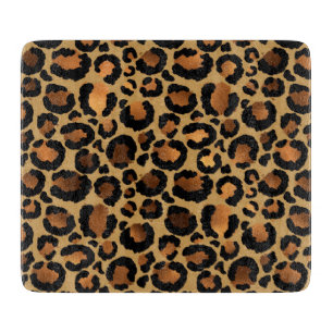 Tabla De Cortar Manchas de Leopardo Marrón Elegante Animal Salvaje