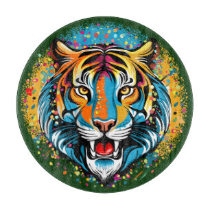 Tabla De Cortar Manchas de pintura de colores de arcoíris de cabez