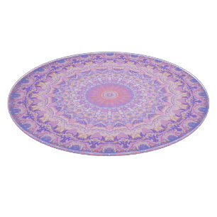 Tabla De Cortar Mandalá boho hippie intrincado colorido alucinante