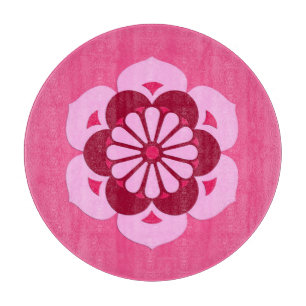 Tabla De Cortar Mandalá de Flor de Loto, Rosa Fucsia y Borgoña