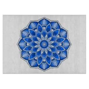 Tabla De Cortar Mandala en azul