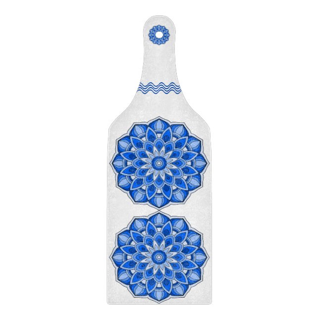 Tabla De Cortar Mandala en azul (Anverso)