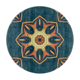 Tabla De Cortar Mandala étnica: patrón de cosecha ininterrumpida