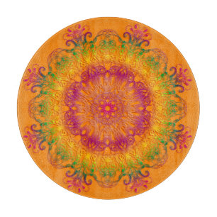 Tabla De Cortar Mandala. floral étnico