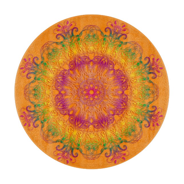 Tabla De Cortar Mandala. floral étnico (Anverso)