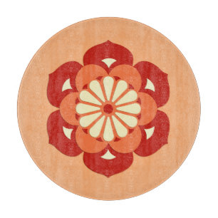 Tabla De Cortar Mandala, Naranja Pastel y mandarín