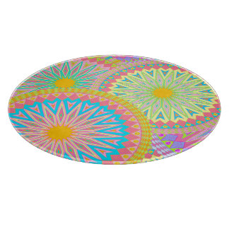 Tabla De Cortar Mandala superpuesto rosa azul amarillo menta púrpu