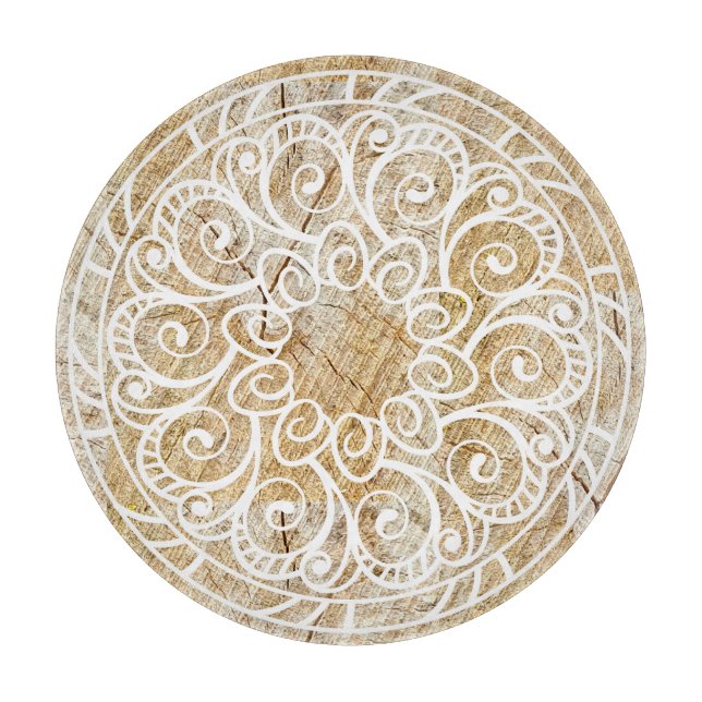 Tabla De Cortar Mandala sur bois (Anverso)