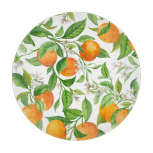 Tabla De Cortar Mandarín: Patrón tropical colorido