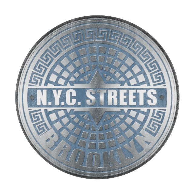 Tabla De Cortar Manhole Cover Brooklyn Blue (Anverso)