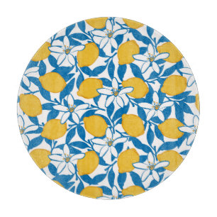 Tabla De Cortar Mano de esbozo de limón floral dibujada - Tablero