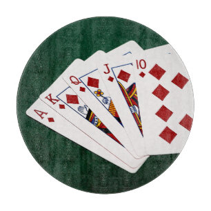 Tabla De Cortar Manos de Póquer - Flush real - Demanda de diamante