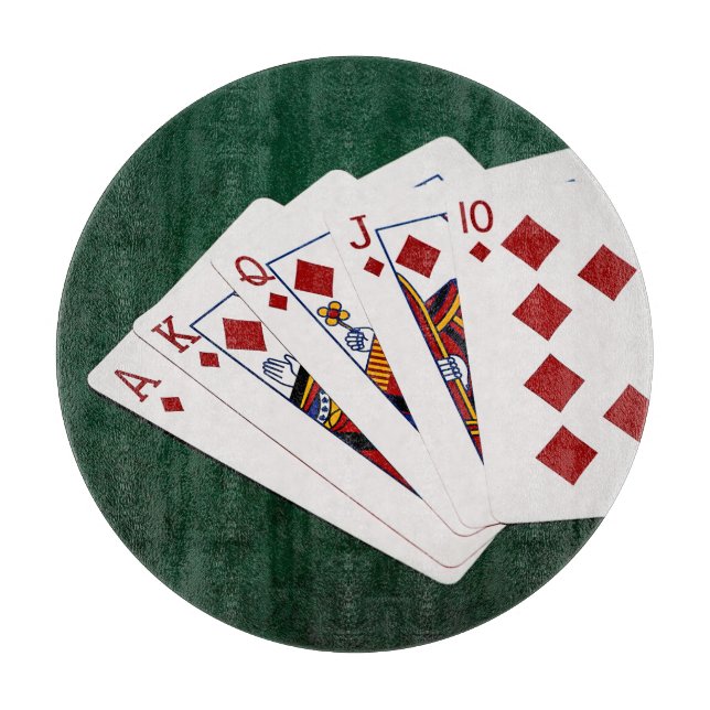 Tabla De Cortar Manos de Póquer - Flush real - Demanda de diamante (Anverso)