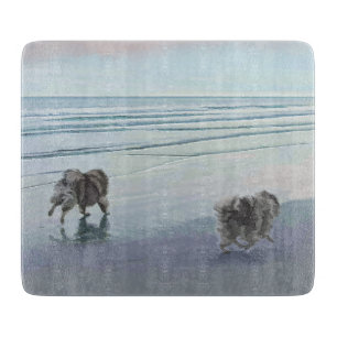 Tabla De Cortar Manos en la pintura de perro en la costa