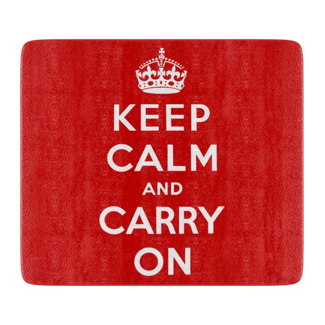 Tabla De Cortar Mantener la calma y continuar (diseño rojo) (Anverso)