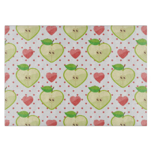 Tabla De Cortar Manzanas cardíacas con puntos y corazones de polk
