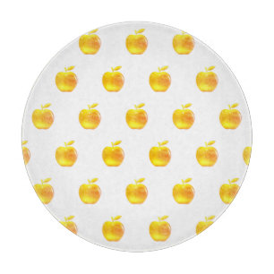 Tabla De Cortar Manzanas doradas sobre blanco