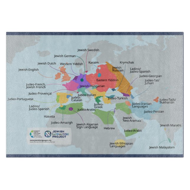 Tabla De Cortar Map of Jewish languages  (Anverso)