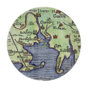 TABLA DE CORTAR MAPA 1677 DE NUEVA INGLATERRA