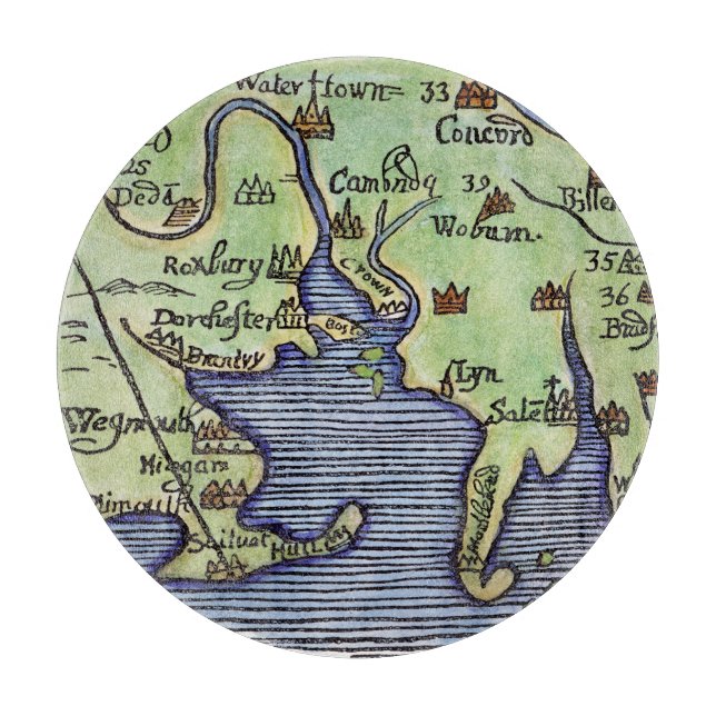 TABLA DE CORTAR MAPA 1677 DE NUEVA INGLATERRA (Anverso)