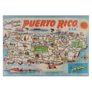 Tabla De Cortar Mapa Antiguo de Puerto Rico