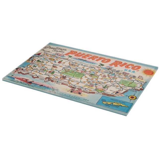 Tabla De Cortar Mapa antiguo de Puerto Rico (Borde)