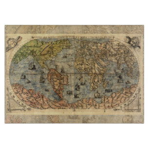 Tabla De Cortar Mapa Antiguo del Mundo de Forlani de 1565 Cartogra