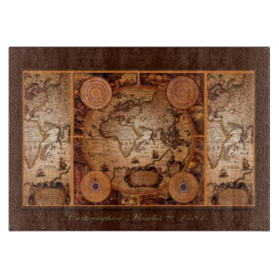 Tabla De Cortar Mapa Antiguo del Mundo para Amantes de la Historia