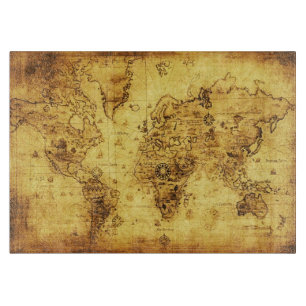 Tabla De Cortar Mapa Antiguo del Mundo Vintage para amantes de la