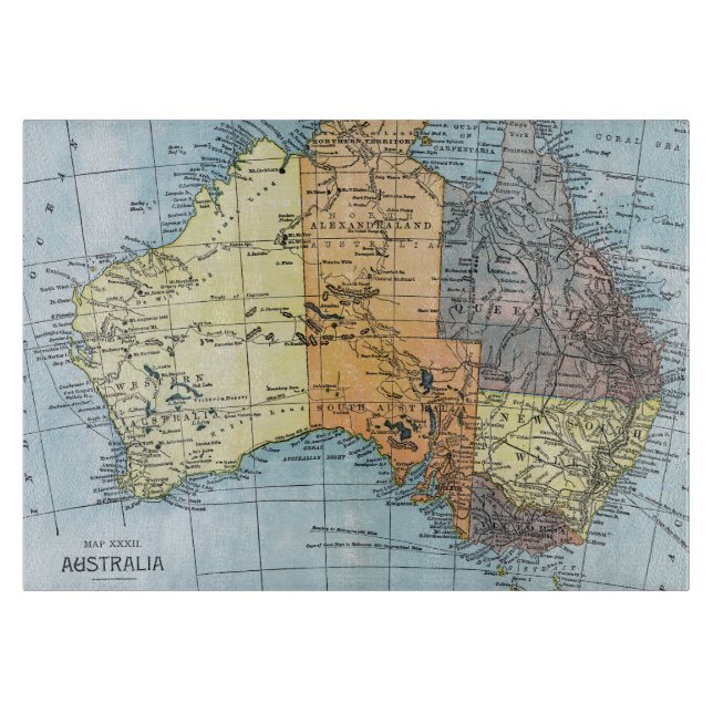 Tabla De Cortar MAPA: AUSTRALIA, c1890 (Anverso)
