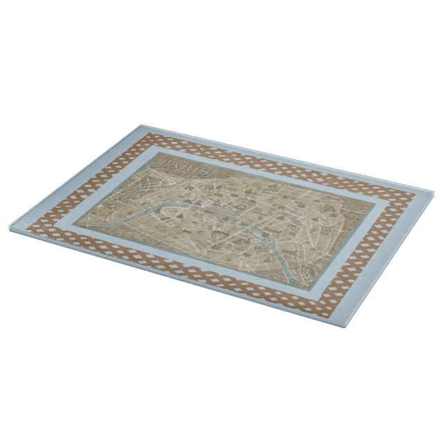 Tabla De Cortar  Mapa Azul de París Topiaria   (Borde)