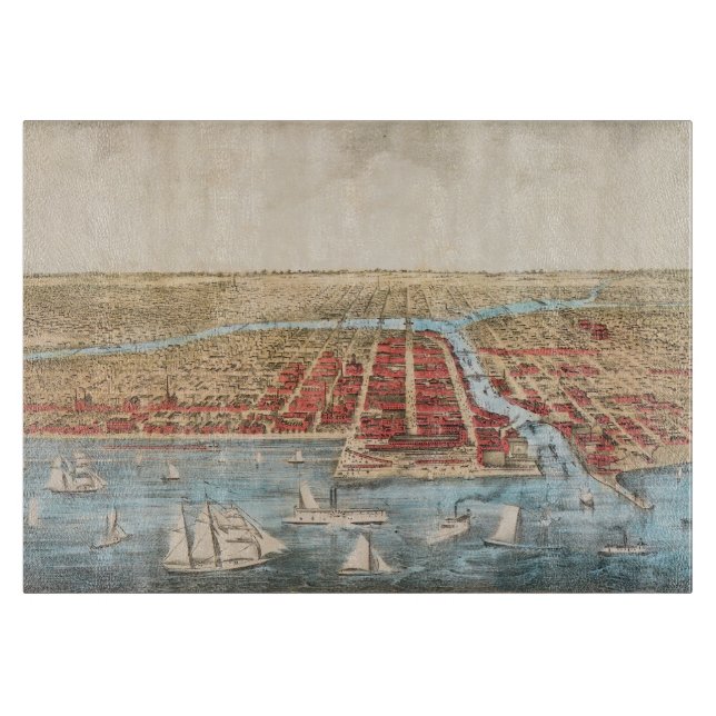 Tabla De Cortar MAPA: CHICAGO, c1857 (Anverso)