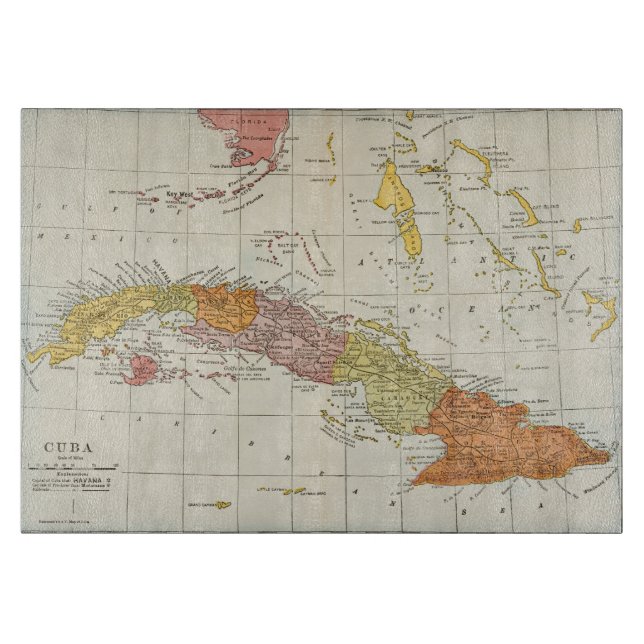 TABLA DE CORTAR MAPA: CUBA, 1900 (Anverso)
