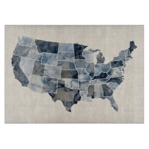 Tabla De Cortar Mapa de la acuarela de Estados Unidos
