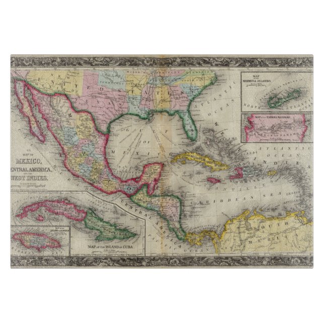 Tabla De Cortar Mapa de México, America Central (Anverso)