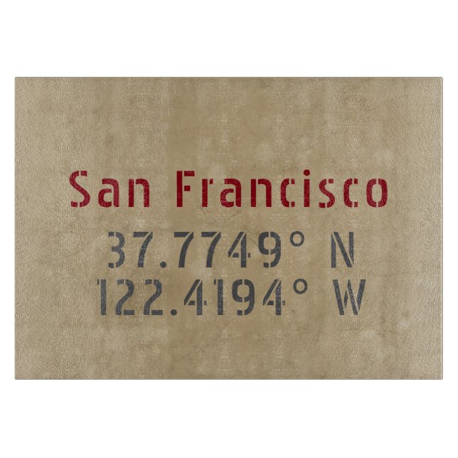 Tabla De Cortar Mapa de San Francisco coordina ciudad (Anverso)